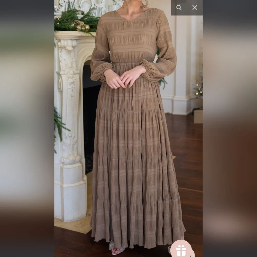 Dainty Jewells Taupe Long Sleeve Dress - Picture 1 of 1